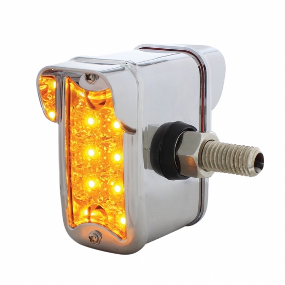 10 LED Dual Function Reflector Double Face Light W/Visor - Vertical Side Mount - Amber & Red LED/Amb