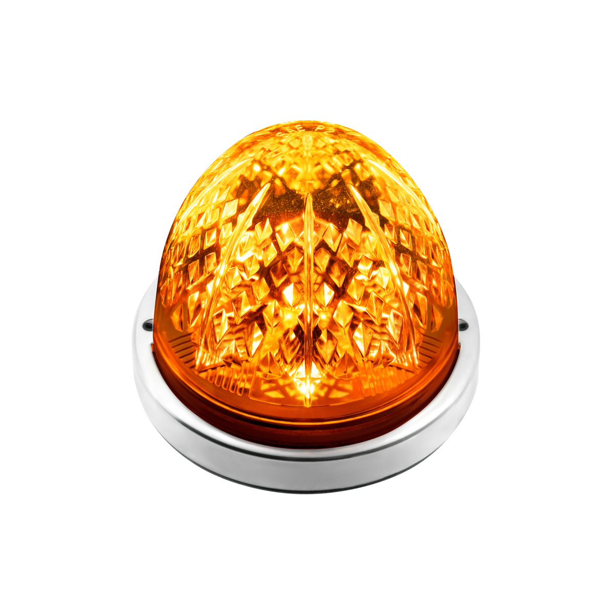 Crystal-Comet 9 LED Dual Function Watermelon Light With Stainless Steel Bezel-Amber LED/Amber Lens