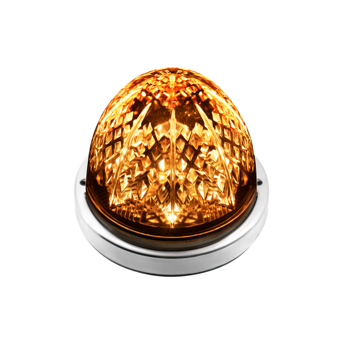 Crystal-Comet 9 LED Dual Function Watermelon Light With Stainless Steel Bezel-Amber LED/Clear Lens