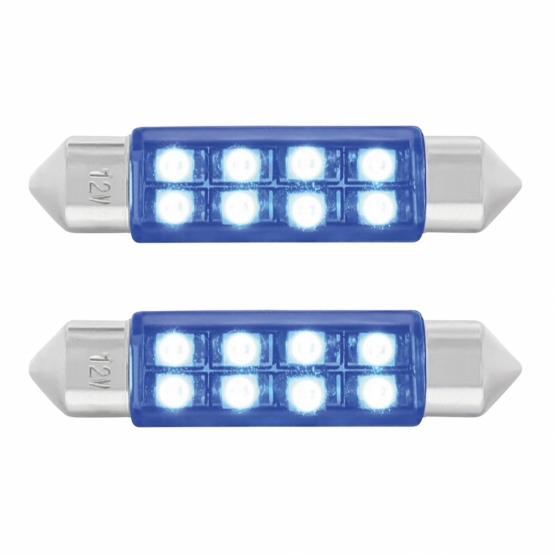 8 SMD High Power Micro LED 211-2 Dome Light Bulb - Blue (2-Pack)