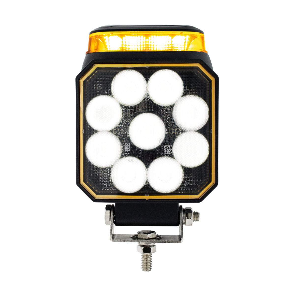High Power 9 LED Work Light With Amber Strobe Light