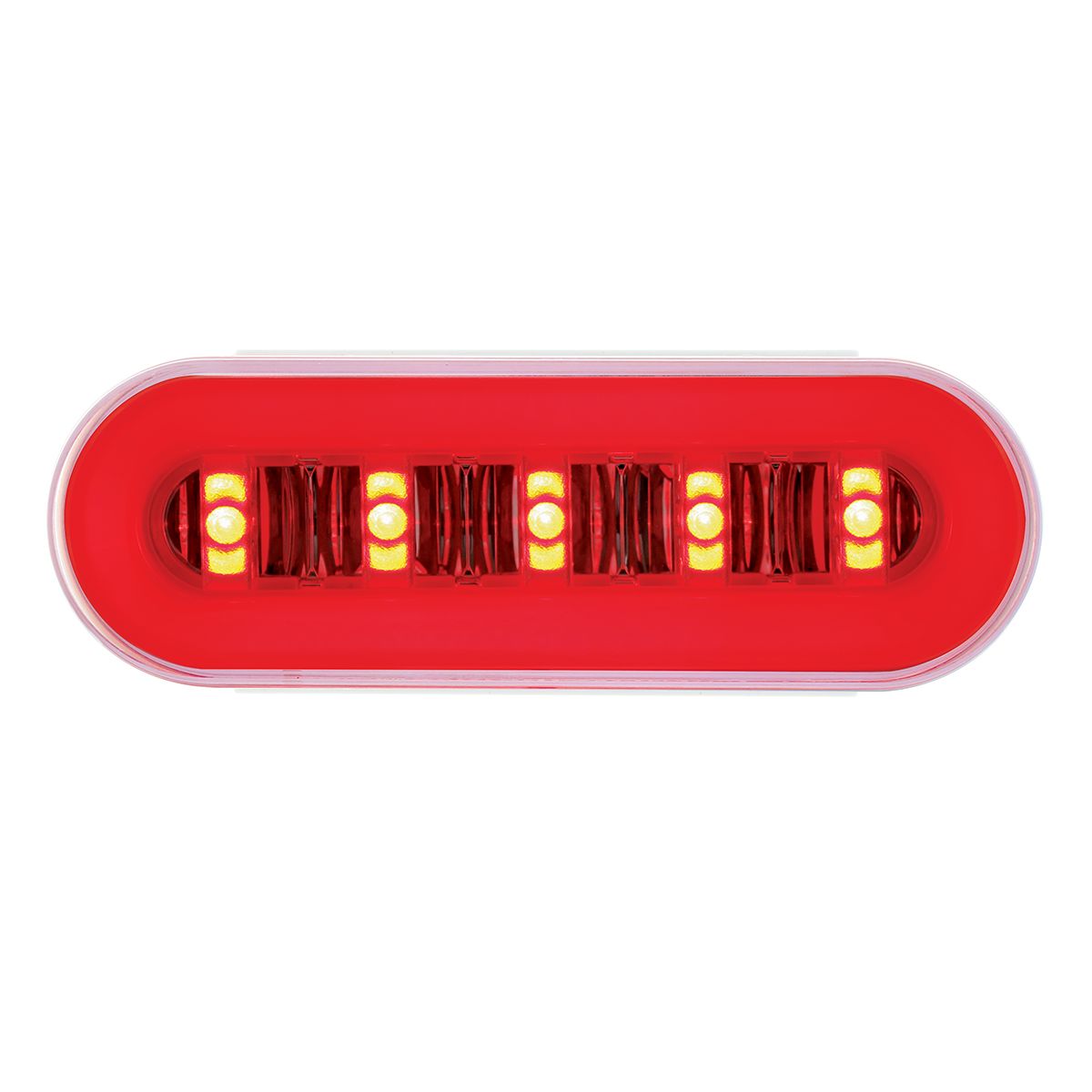 22 LED 6" Oval GloLight With Divider Bar Inner Design (Stop, Turn & Tail) - Red LED/Red Insert (Bulk