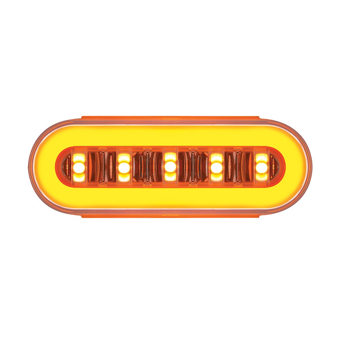 22 LED 6" Oval Clear Lens With Halo Insert GloLight Light - Amber LEDs/Amber Insert (Bulk)
