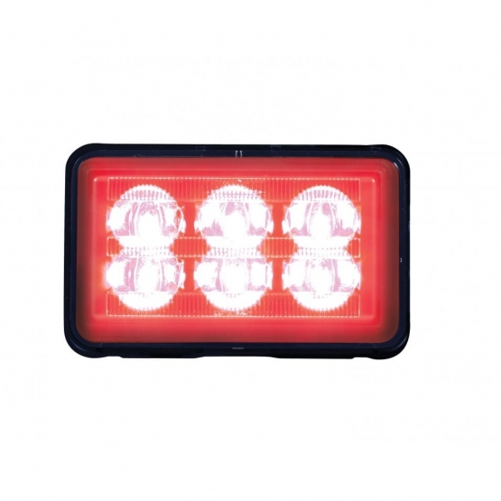 6 High Power LED Rectangular Warning Light With Bracket - Red LED (Bulk)