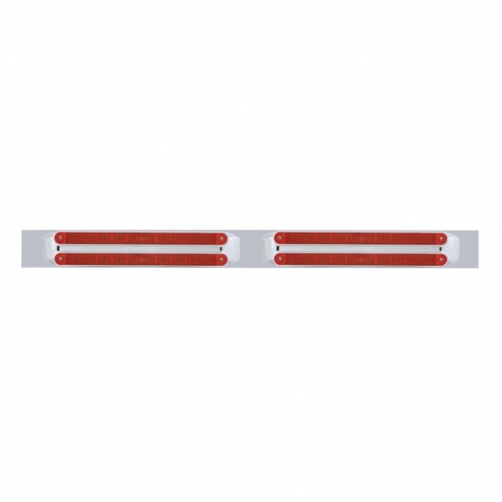 Chrome Top Mud Flap Plate With Four 10 LED 9" Light Bars - Red LED/Red Lens (Each)