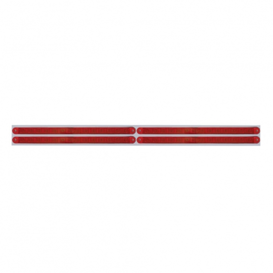 Chrome Top Mud Flap Plate With Four 14 LED 12" Light Bars - Red LED/Red Lens (Each)