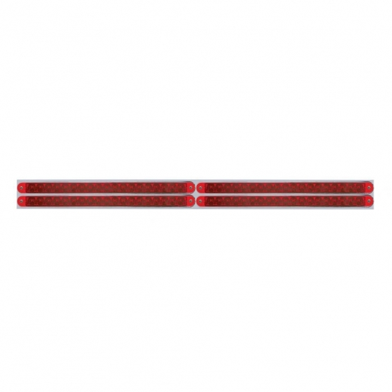 Chrome Top Mud Flap Plate With Four 19 LED 12" Reflector Light Bars - Red LED/Red Lens (Each)