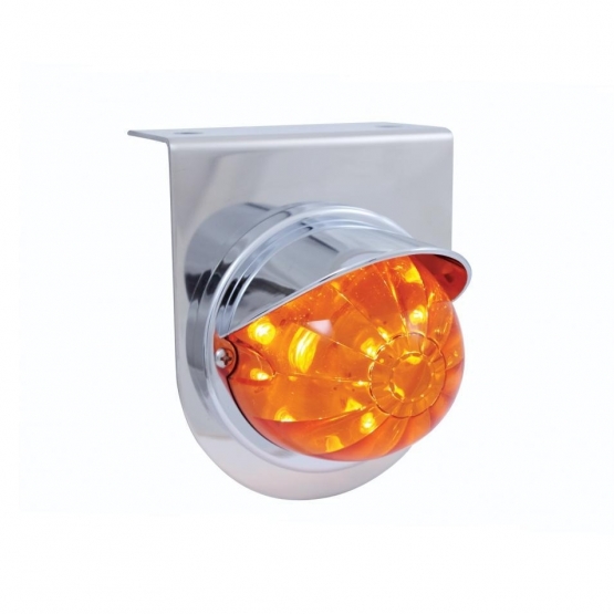 Stainless Light Bracket With 17 LED Dual Function Watermelon Light & Visor - Amber LED/Dark Amber Le