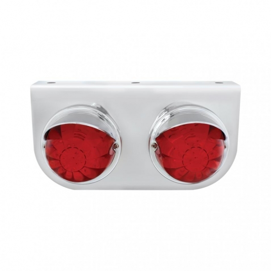 SS Light Bracket With 2X 17 LED Dual Function Watermelon Lights & Visors - Red LED/Red Lens