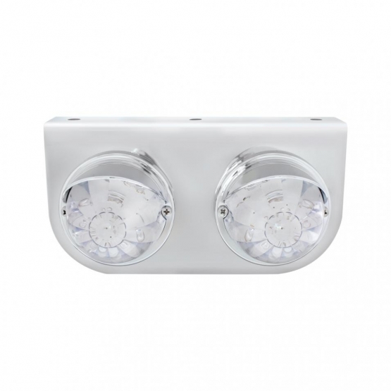 Stainless Light Bracket With 2X 17 LED Watermelon Lights & Visors - Red LED/Clear Lens