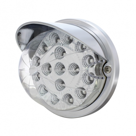 17 LED Watermelon Clear Reflector Flush Mount Kit With Visor - Red LED/Clear Lens
