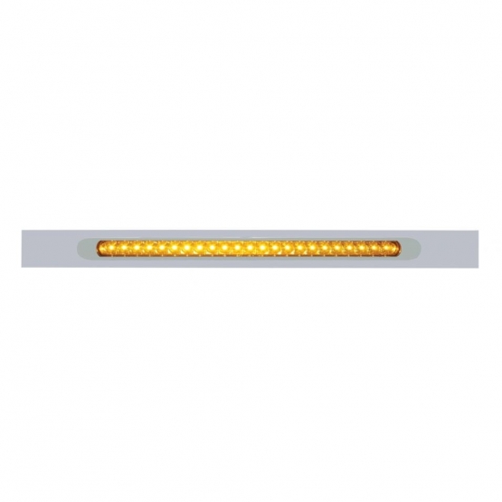 Chrome Top Mud Flap Plate With 23 SMD LED Light Bar & Bezel - Amber LED/Amber Lens (Each)