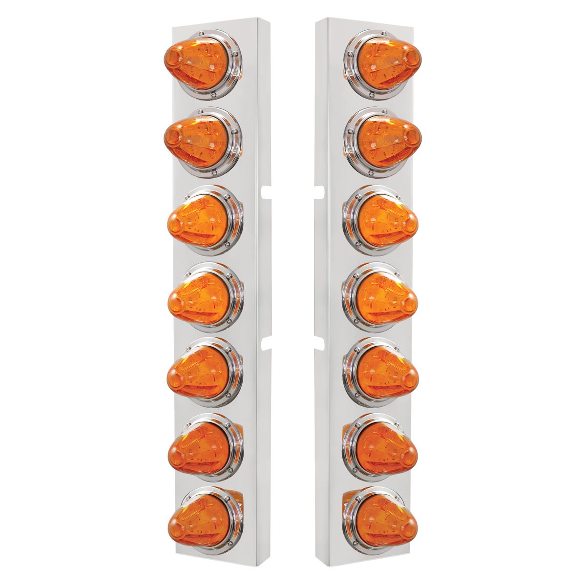 SS Front Air Cleaner Bracket With 14X 11 Amber LED Watermelon Lights & Bezel For KW Trucks -Amber Le