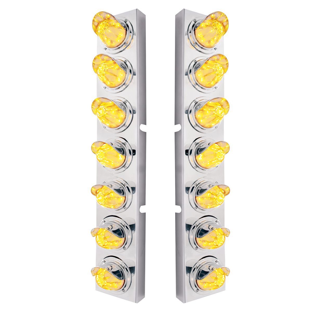 SS Front Air Cleaner Brkt With 14X 11 Amber LED Watermelon Light & Visor Bezel For KW Trucks-Clear L