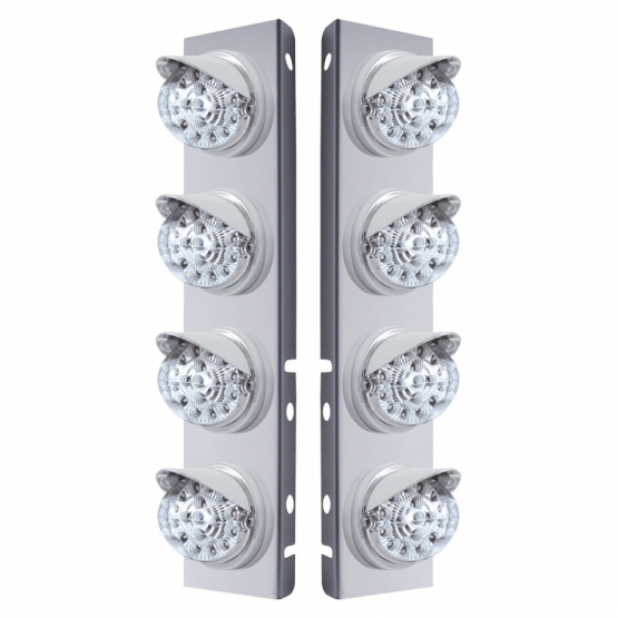 SS Front Air Cleaner Bracket With 8X 17 Amber LED Dual Function Reflector Lights & Visors For Peterb