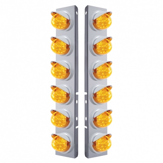 SS Front Air Cleaner Bracket With 12X 17 Amber LED Dual Function Reflector Lights & Visors For Peter