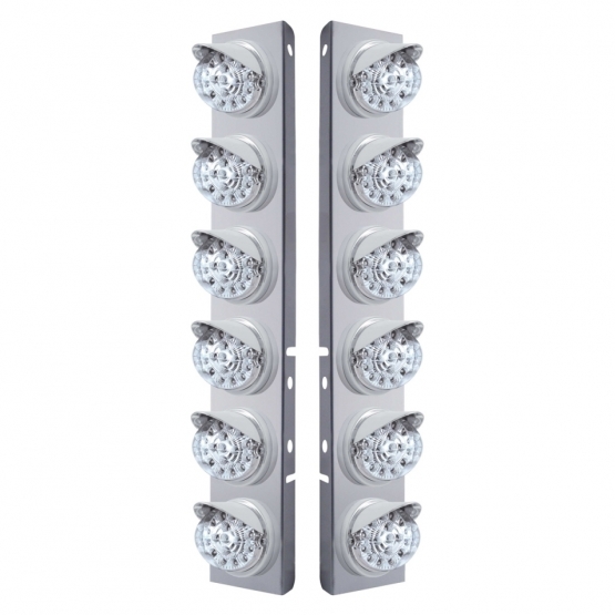 SS Front Air Cleaner Bracket With 12X 17 Amber LED Dual Function Reflector Lights & Visors For Peter