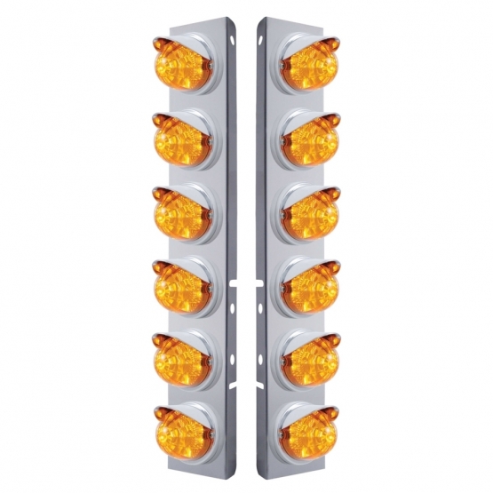 SS Front Air Cleaner Bracket With 12X 17 LED Reflector Watermelon Lights & Visors For Peterbilt-Ambe