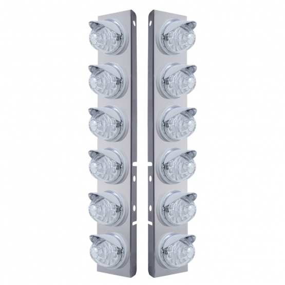 SS Front Air Cleaner Bracket With 12X 17 LED Reflector Watermelon Lights & Visors For Peterbilt-Ambe