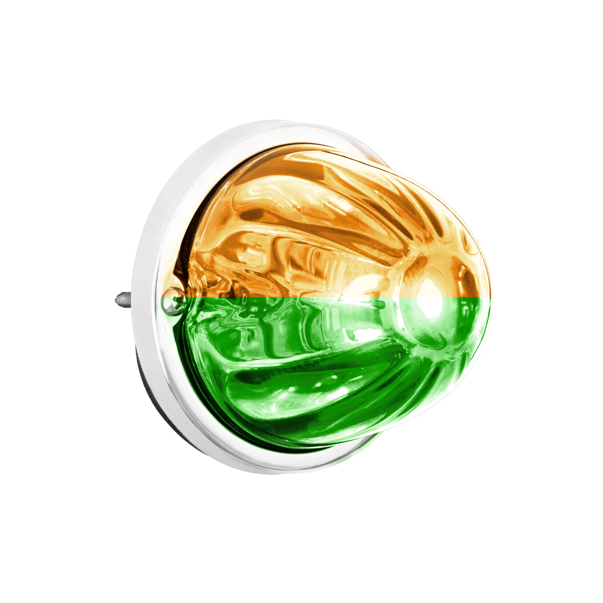 360-Degree Double Fury LED Bulb Glass Watermelon Flush Mount Kit-Amber & Green LED