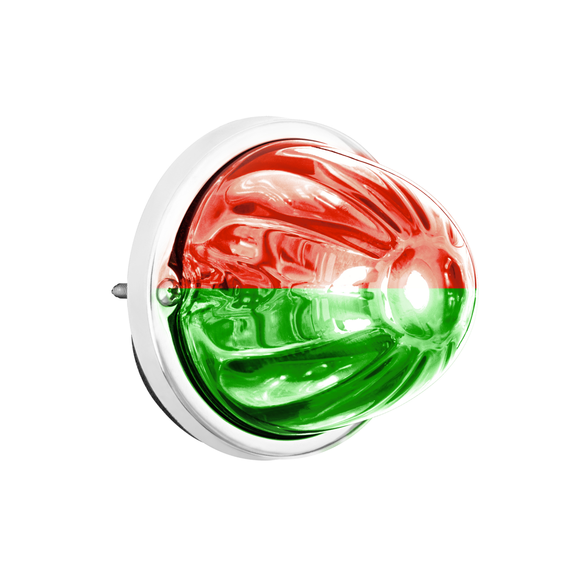 360-Degree Double Fury LED Bulb Glass Watermelon Flush Mount Kit-Red & Green LED