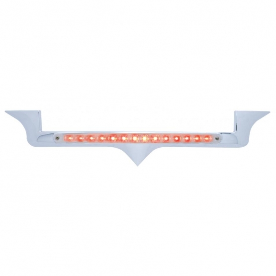 Chrome Hood Emblem Trim With 14 LED Light Bar For Kenworth - Red LED/Chrome Lens
