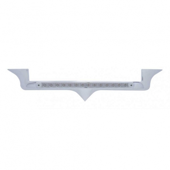 Chrome Hood Emblem Trim With 19 LED Reflector Light Bar For Kenworth - Red LED/Clear Lens