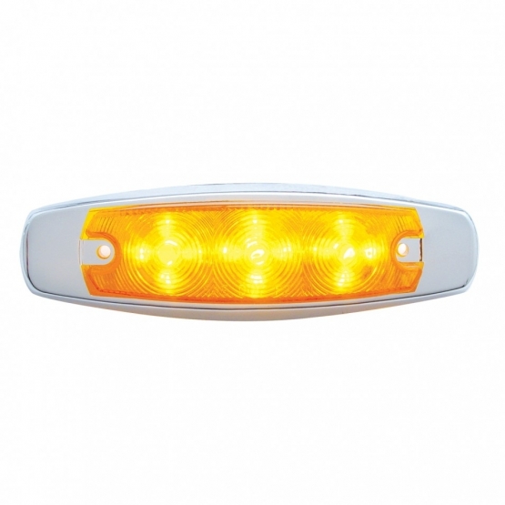 15 LED Rectangular Light With Bezel (Clearance/Marker) - Amber LED/Amber Lens