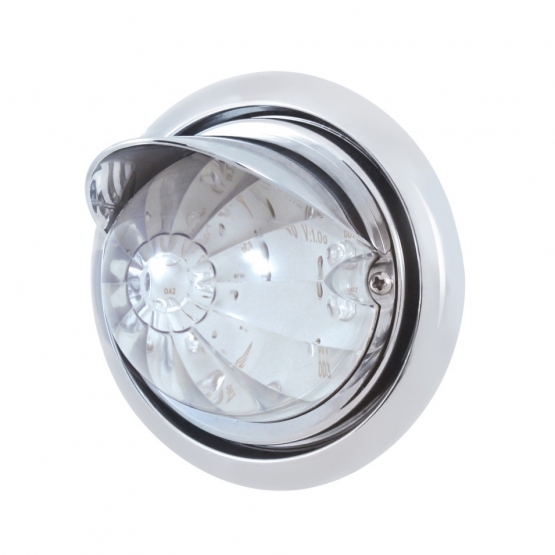 Front Bumper Light With 17 Amber LED Dual Function Watermelon Light & Visor For Fl Columbia - Clear