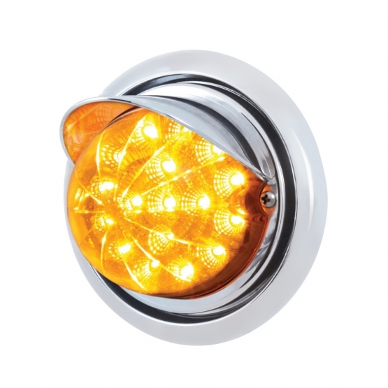 Front Bumper Light With 17 Amber LED Dual Function Clear Reflector Light & Visor For FL Columbia - A
