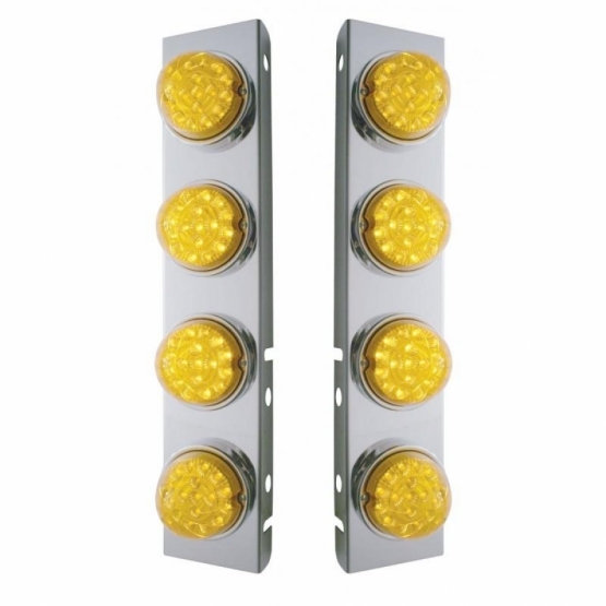 SS Front Air Cleaner Bracket With 8X 17 Amber LED Dual Function Reflector Lights & SS Bezels For Pet