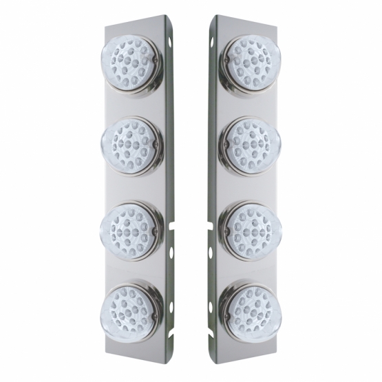 SS Front Air Cleaner Bracket With 8X 17 Amber LED Dual Function Reflector Lights & SS Bezels For Pet