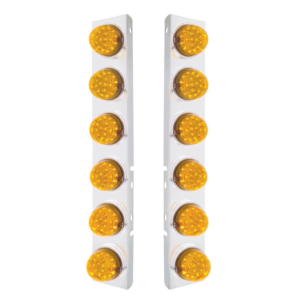 SS Front Air Cleaner Bracket With 12X 17 Amber LED Dual Function Reflector Lights & SS Bezels For Pe