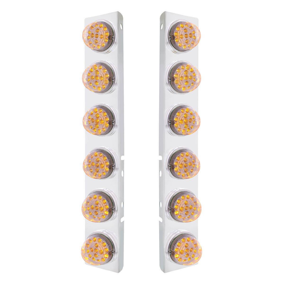 SS Front Air Cleaner Bracket With 12X 17 Amber LED Dual Function Reflector Lights & SS Bezels For Pe