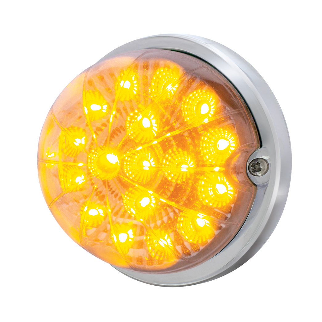 17 LED Dual Function Watermelon Clear Reflector Flush Mount Kit With Low Profile Bezel-Amber LED/Cle