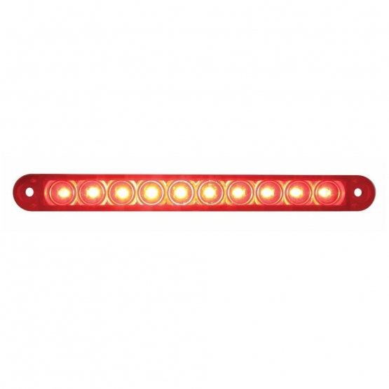 10 LED 6-1/2" Light Bar Only (Stop, Turn & Tail) - Red LED/Red Lens (Bulk)