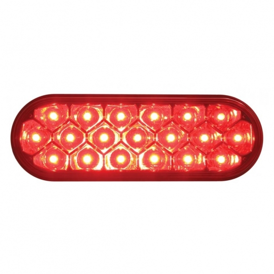 19 LED 6" Oval Reflector Light (Stop, Turn & Tail) - Red LED/Red Lens