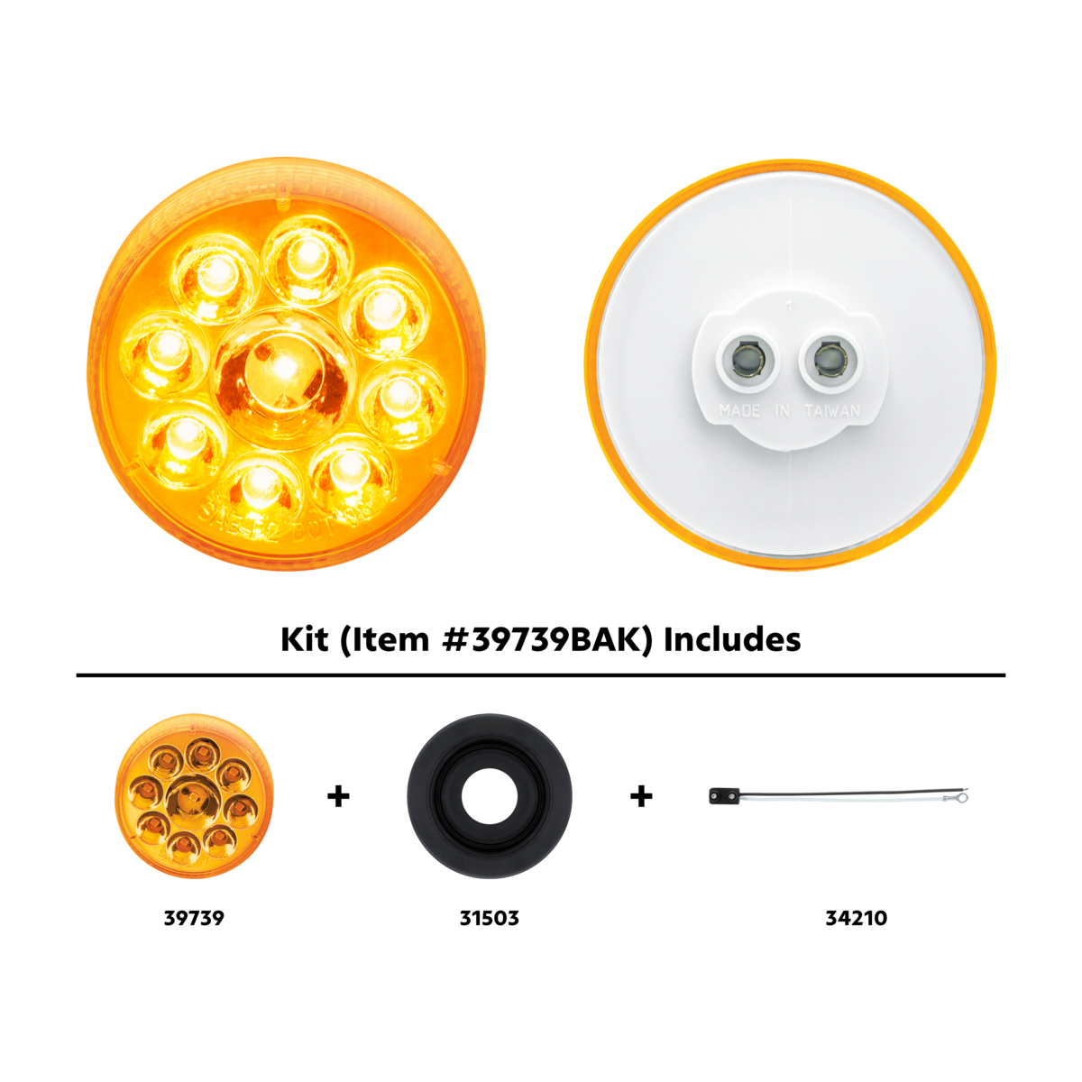 9 LED 2-1/2" Round Pure Reflector Light Kit (Clearance/Marker) - Amber LED/Amber Lens