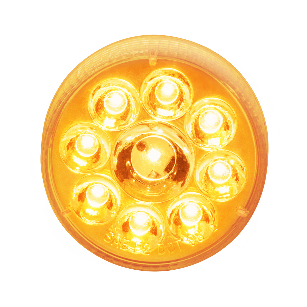 9 LED 2-1/2" Round Pure Reflector Light (Clearance/Marker) - Amber LED/Amber Lens