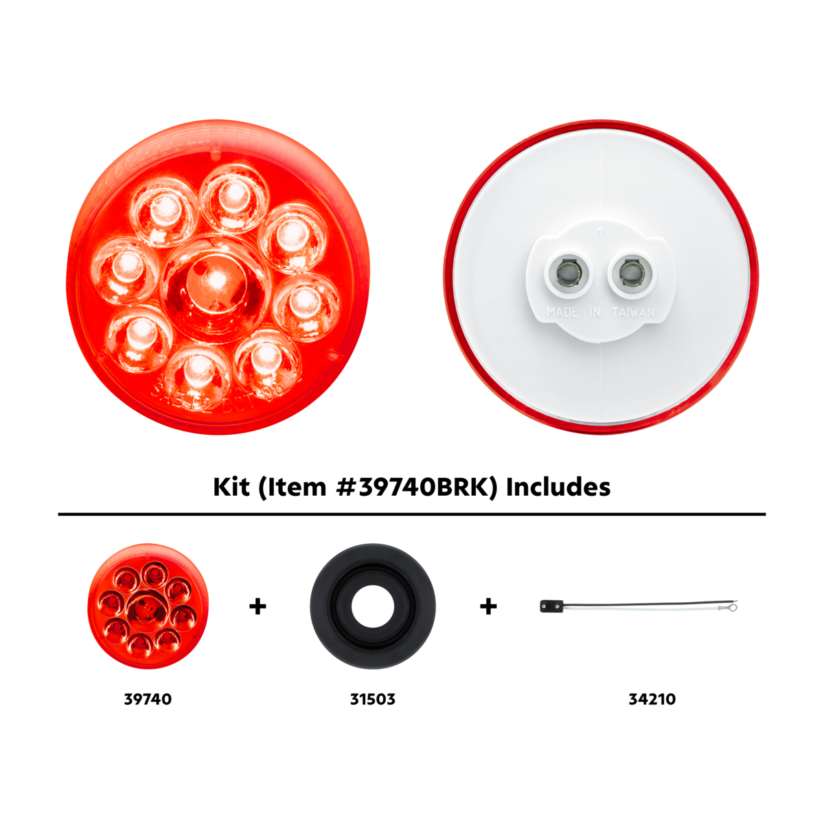 9 LED 2-1/2" Round Pure Reflector Light Kit (Clearance/Marker) - Red LED/Red Lens