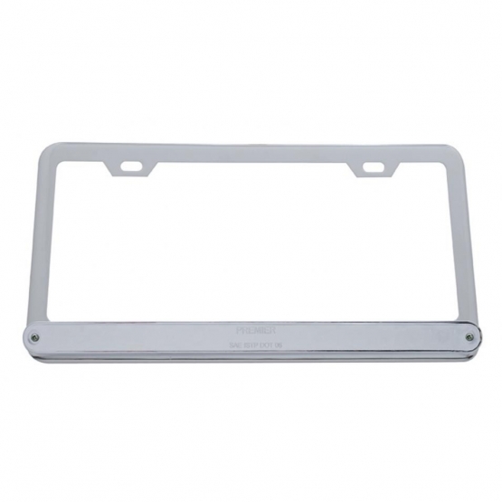 Chrome License Plate Frame With 14 LED 12" Light Bar - Amber LED/Chrome Lens