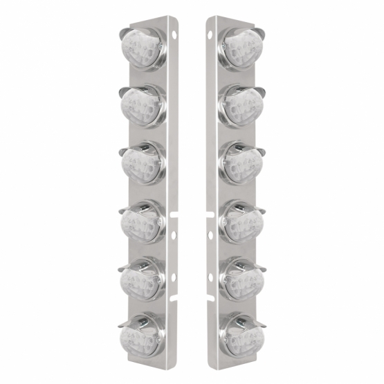 SS Front Air Cleaner Bracket With 12X 17 Amber LED Reflector Watermelon Lights & SS Visors For Peter