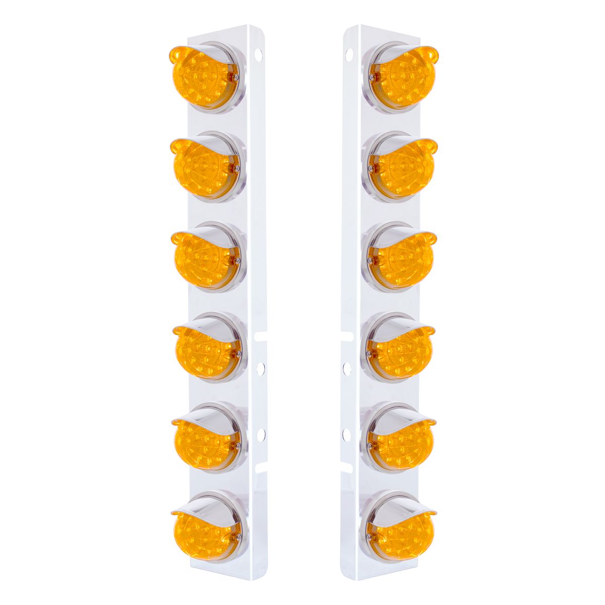 SS Front Air Cleaner Bracket With 12X 17 Amber LED Dual Function Reflector Lights & SS Visors For Pe