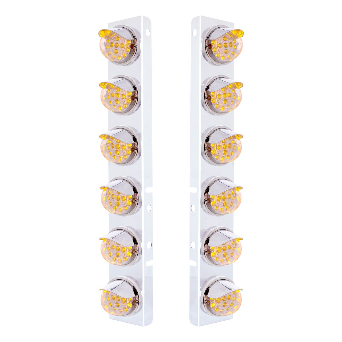 SS Front Air Cleaner Bracket With 12X 17 Amber LED Dual Function Reflector Lights & SS Visors For Pe