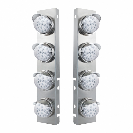 SS Front Air Cleaner Bracket With 8X 17 Amber LED Dual Function Reflector Lights & SS Visors For Pet