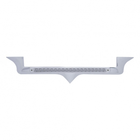 Chrome Hood Emblem Trim With 19 LED Reflector Light Bar For Kenworth - Amber LED/Clear Lens