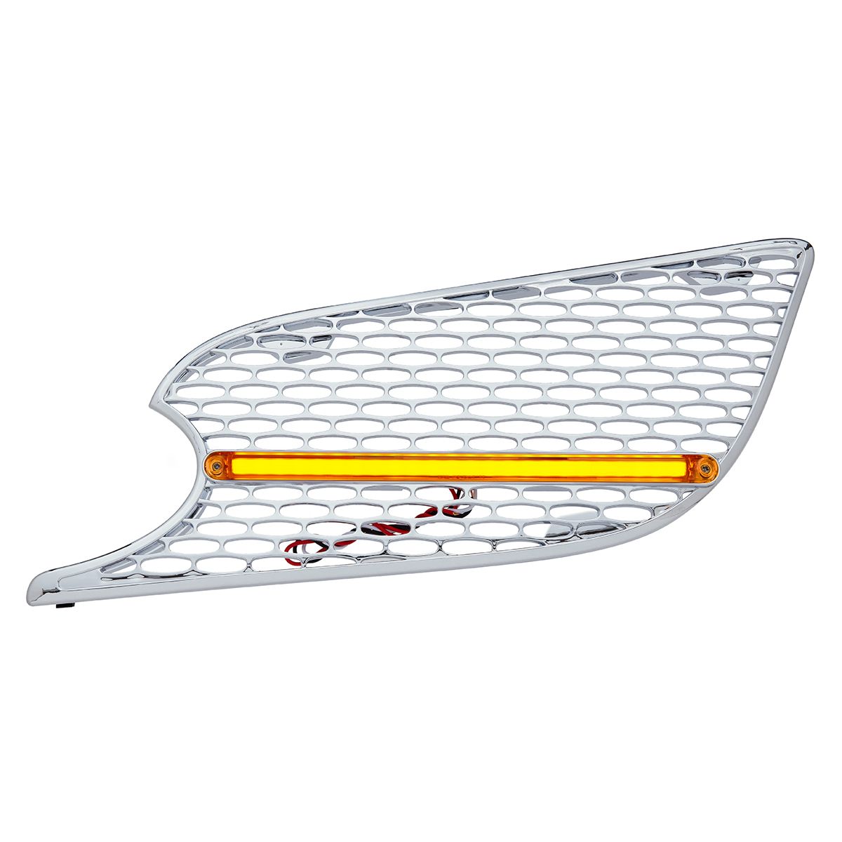 Chrome Air Intake Grille With LED GloLight For 2012-2021 Peterbilt 579 (Driver) - Amber LED/Amber Le
