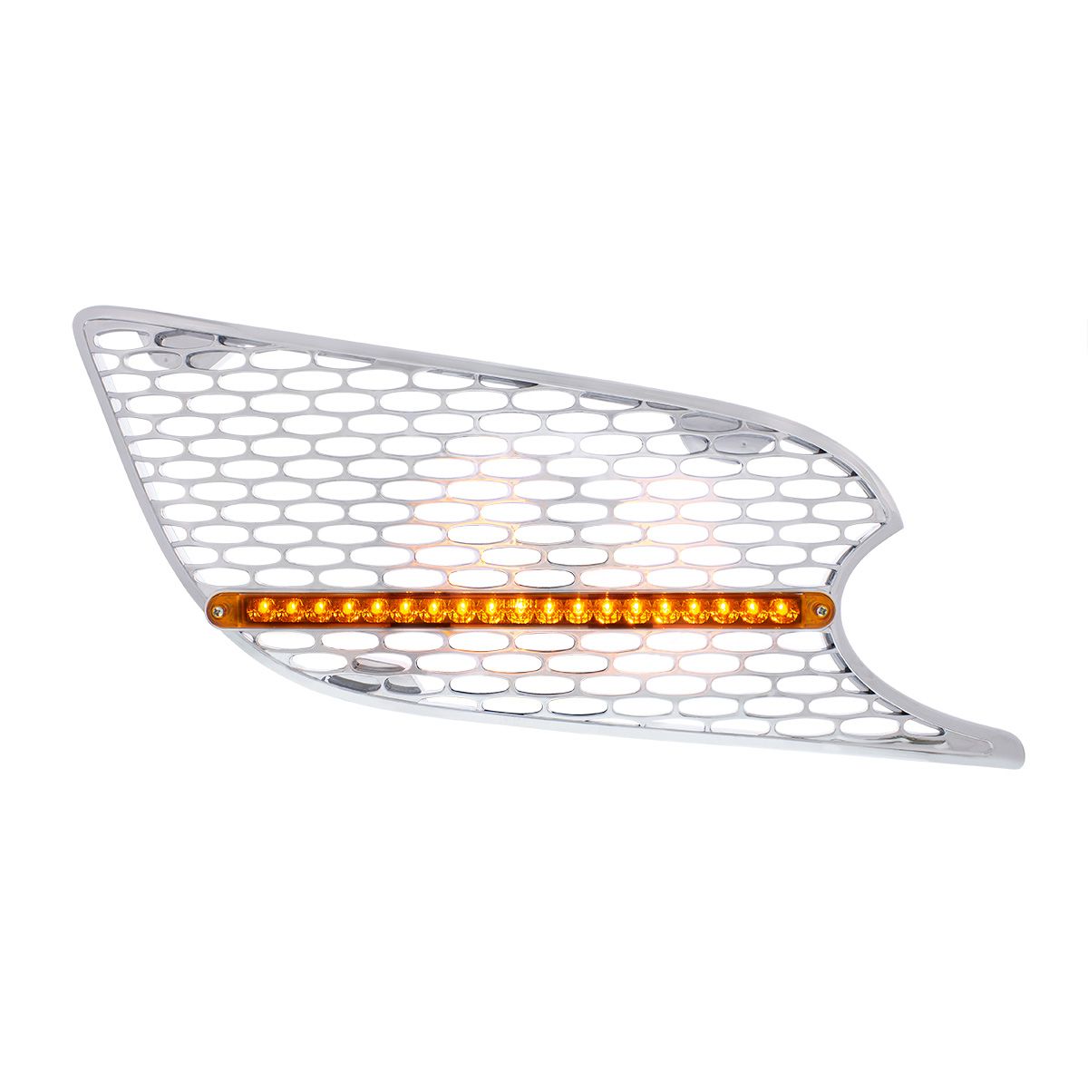 Chrome Air Intake Grille W/Reflector LED Light For 2012-2021 Peterbilt 579 (Passenger) - Amber LED/A