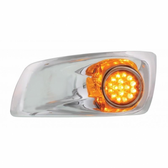 Fog Light Cover With Amber LED Hi/Lo Clear Style Reflector Light For 2007-17 KW T660- Driver -Amber