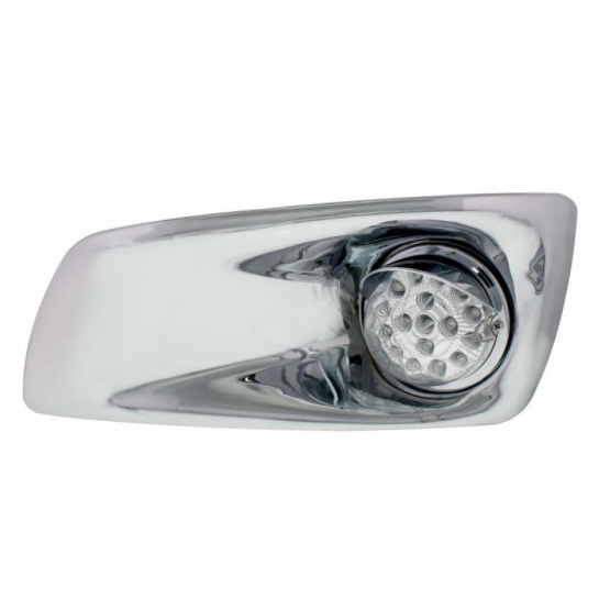 Fog Light Cover With Amber LED Clear Style Reflector Light & Visor For 2007-17 KW T660- Driver -Clea